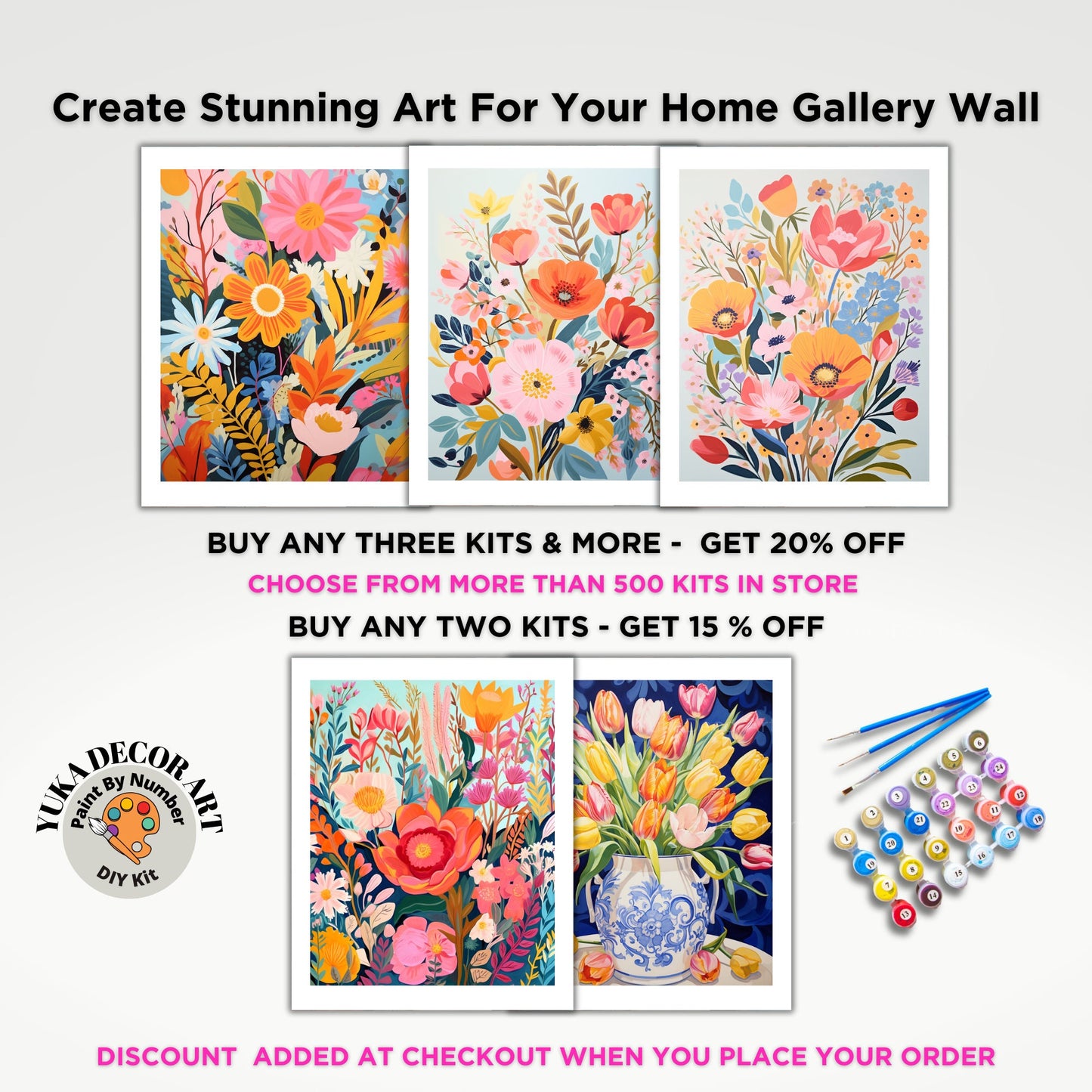 Wildflowers PAINT by NUMBERS Kit Adults Spring Flower Garden DIY Painting Easy Beginners Hobby Kit Wall Art | Birthday Gift Wife Mom Grandma