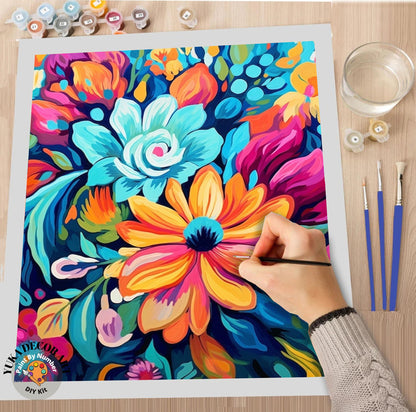 Garden PAINT by NUMBER Kit for Adults Spring Flowers Paint Kit Easy Beginners Acrylic Paint DIY Kit Wall Art Decor Mom Gift