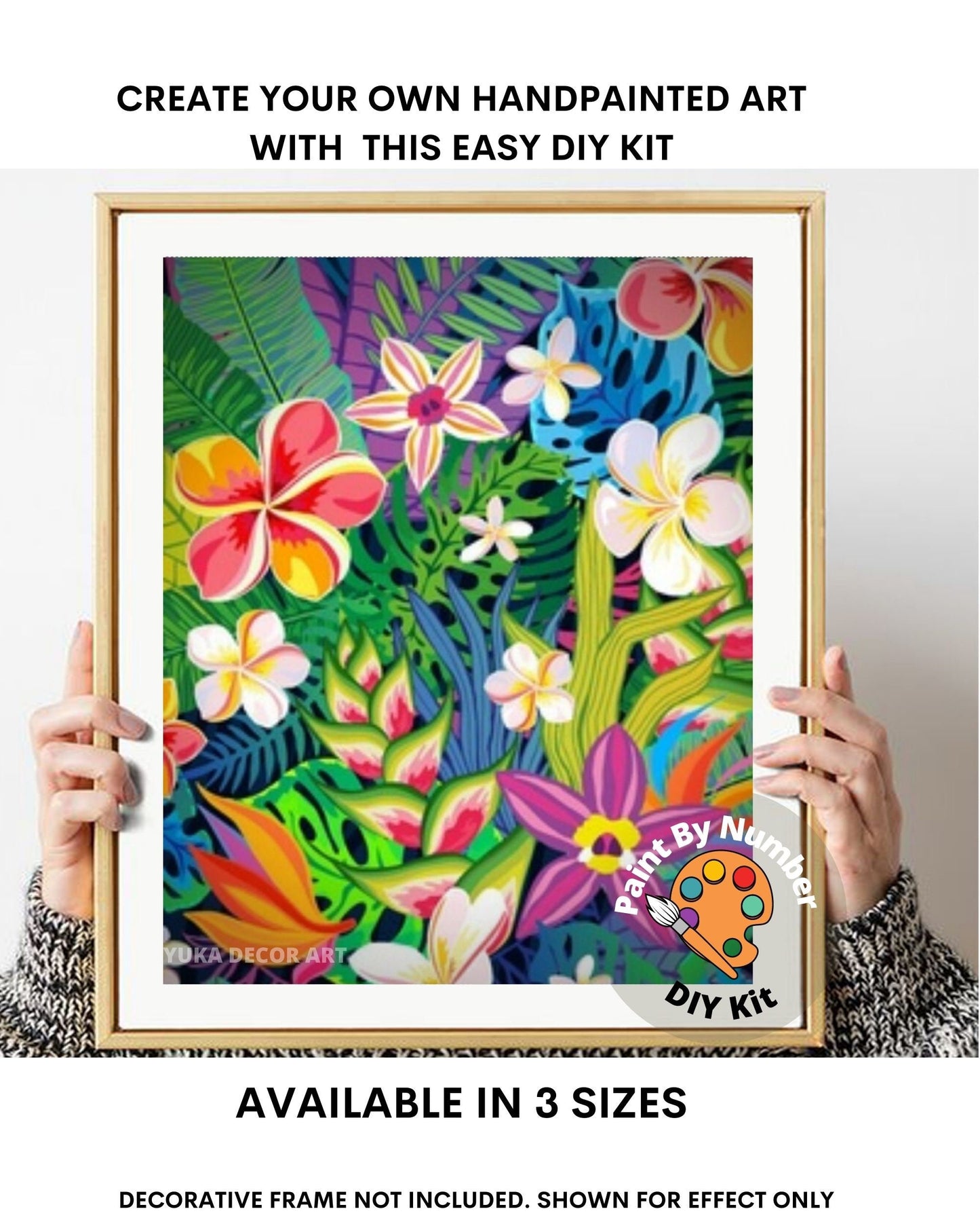 Tropical Flowers PAINT by NUMBER Kit for Adults ,Garden Bouquet Plants,Easy Beginners Acrylic Paint DIY Kit ,Living Bedroom Wall Art Decor