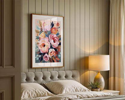 PAINT by NUMBERS Diy Kit Adult Garden Pink Flowers Colourful Wall Art Easy Beginner Acrylic Painting Kit Grandma Mom Gift valentines day