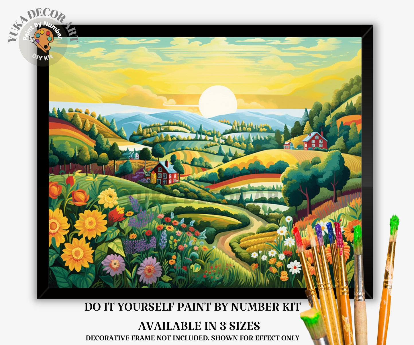 Mountain Valley PAINT by NUMBERS Adult DIY Kit  Sunrise Colorful Naive Art Easy Beginner Acrylic Painting Kit Thanksgiving Gift For Mom Dad