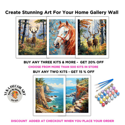 Antlers PAINT by NUMBER Kit DIY Adult Mountain Forest Fall Season Art Easy Beginner Oil Painting Kits Home Decor Christmas Gift For Mom Dad