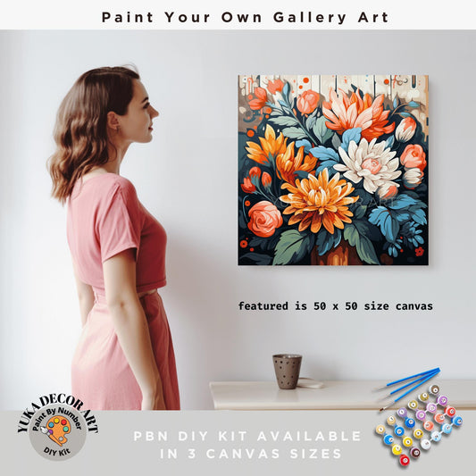 Cottage Decor PAINT by NUMBER Kit Adult, Garden Flowers Art ,Easy Beginner Acrylic Diy Painting | Anniversary Gift for Wife Girlfriend Mom