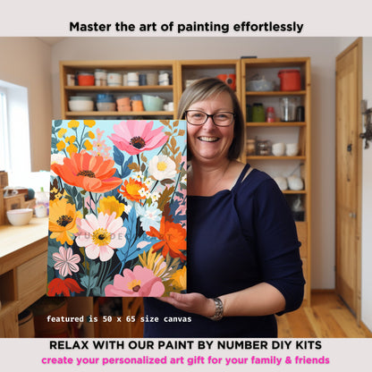 Floral PAINT by NUMBERS Diy Kit Adults Spring Flower Garden DIY Painting Easy Beginners Canvas Kit Wall Art Mother's Day Gift Girlfriend