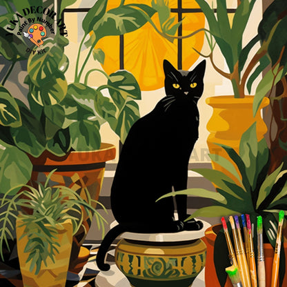 Boho Cat PAINT by NUMBERS DIY Kit Adult Indoor Plants Garden Whimsical Art Easy Beginner Painting Birthday Custom Gift For Girlfriend Mom