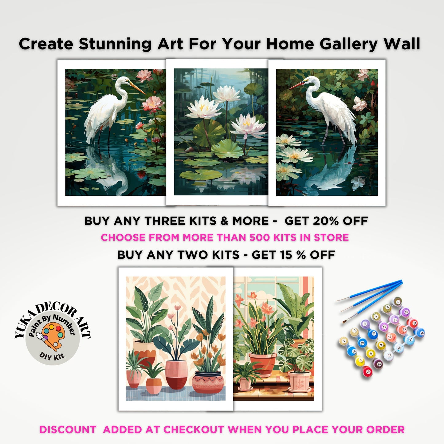 PAINT by NUMBER Kit For Adults White Birds In Lake Lilies Flowers DIY Painting Easy Beginners Paint Kit Garden Lover Mom Gift Housewarming