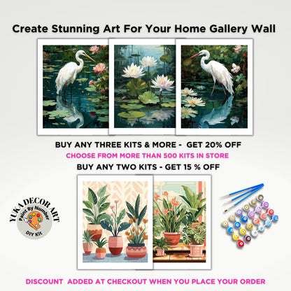 PAINT by NUMBER Kit For Adults White Birds In Lake Lilies Flowers DIY Painting Easy Beginners Paint Kit Garden Lover Mom Gift Housewarming
