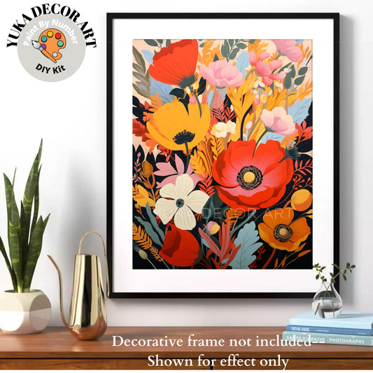 Mountain Flowers PAINT by NUMBER Kit for Adults Floral Art Painting Easy Beginners DIY Summer Activity Kit Birthday Gift Teenager Niece Girl