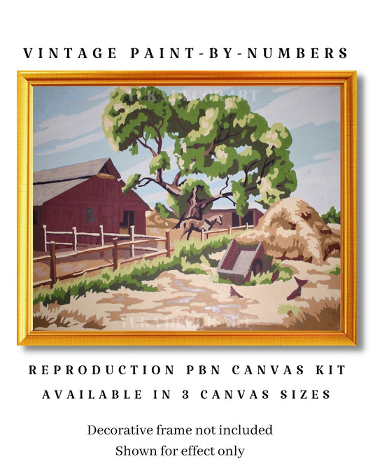 Countryside Farm PAINT by NUMBER Kit for Adult , Barn With Fence,DIY Nature Vintage Style Art , Easy Acrylic Paint Kit,Vintage Decor Gift