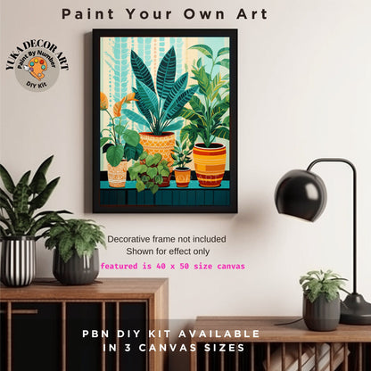 Plants PAINT by NUMBERS Kit Adult Boho Rustic Style Decor Minimalist Wall Art Easy Beginner DIY Painting Kit Gift Mom Dad