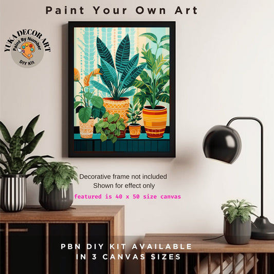 Plants PAINT by NUMBERS Kit Adult Boho Rustic Style Decor Minimalist Wall Art Easy Beginner DIY Painting Kit Gift Mom Dad
