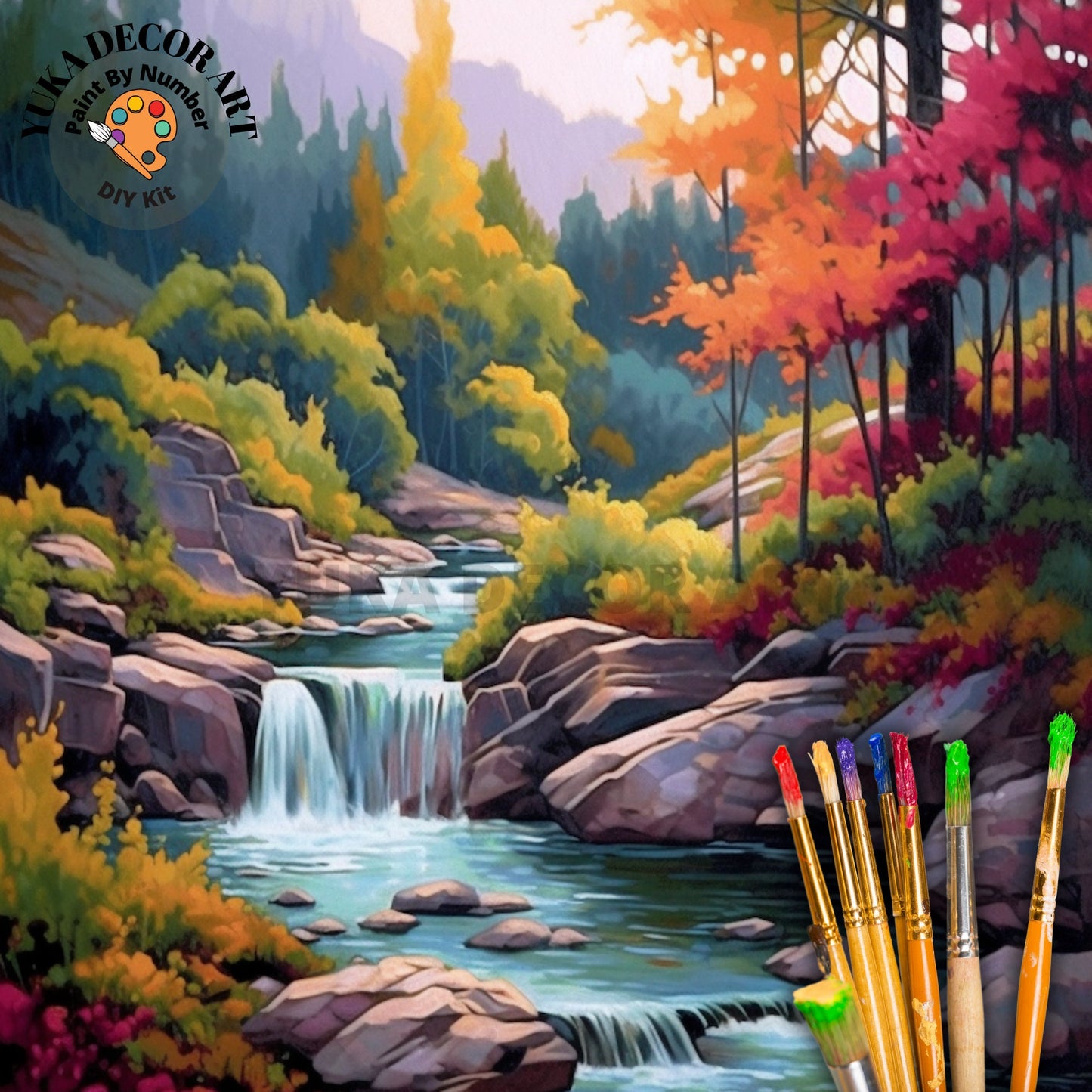 Forest Landscape PAINT by NUMBER Kit Adult DIY Numbers Painting Vintage Craft Set Easy Beginners Painting Birthday Gift For Mom Girlfriend