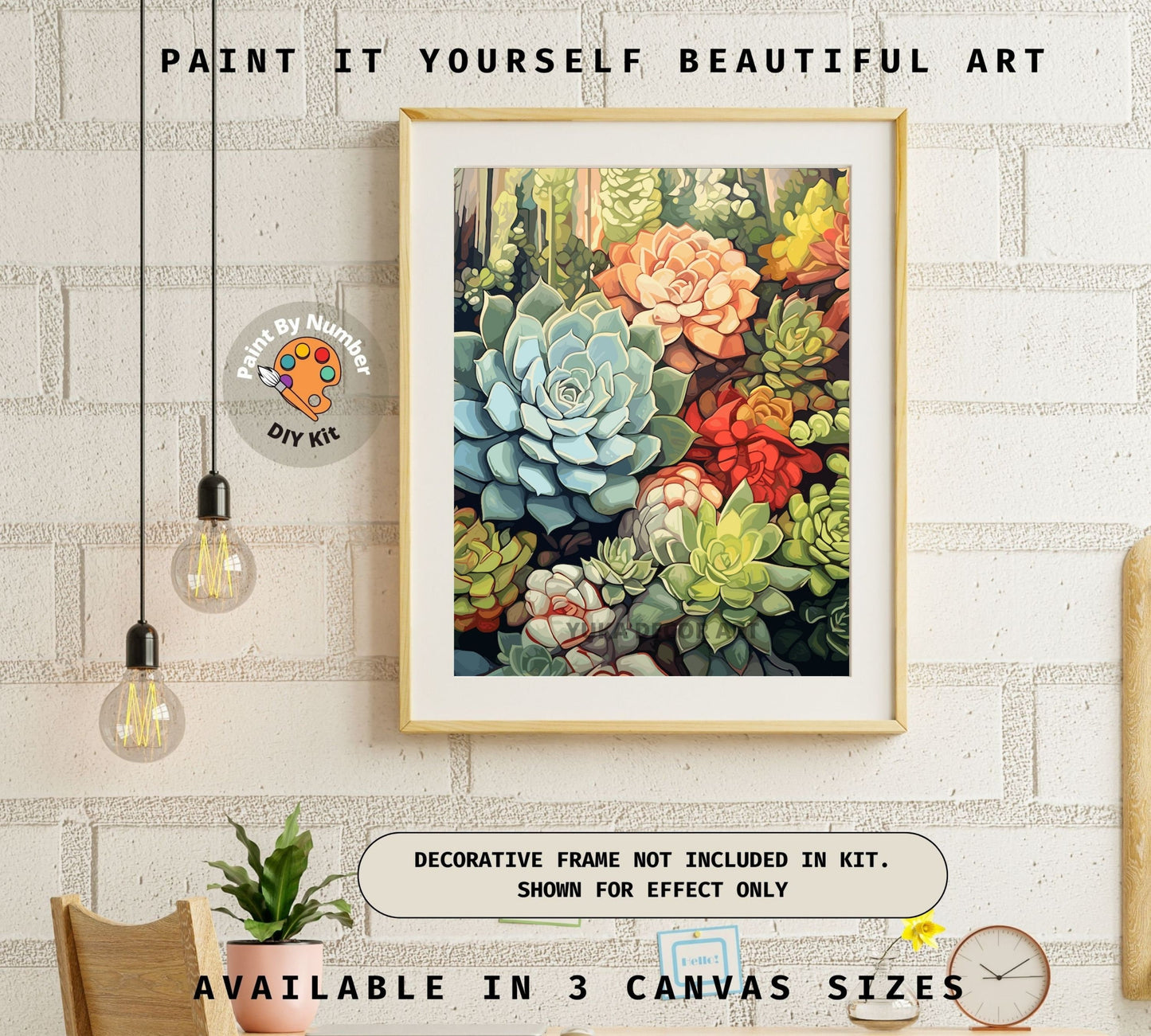 Succulents PAINT by NUMBERS Kit Adult Garden Lover Gift Easy DIY Beginners Adult Paint Kit Gift For Mom Daughter Boho Plant Art Custom Kit