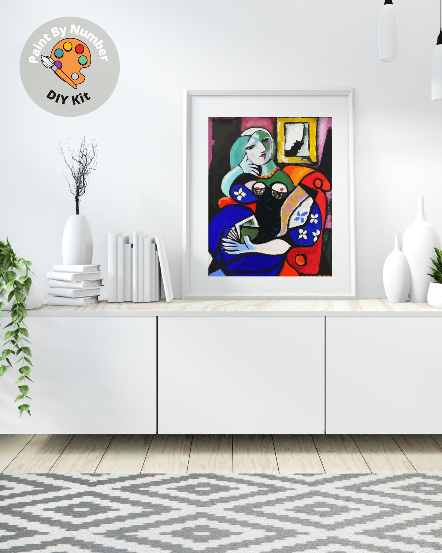 Pablo Picasso PAINT by NUMBER Kit for Adults ,Woman With A book ,Easy Beginners Acrylic Paint DIY Kit ,Living Bedroom Wall Art Decor