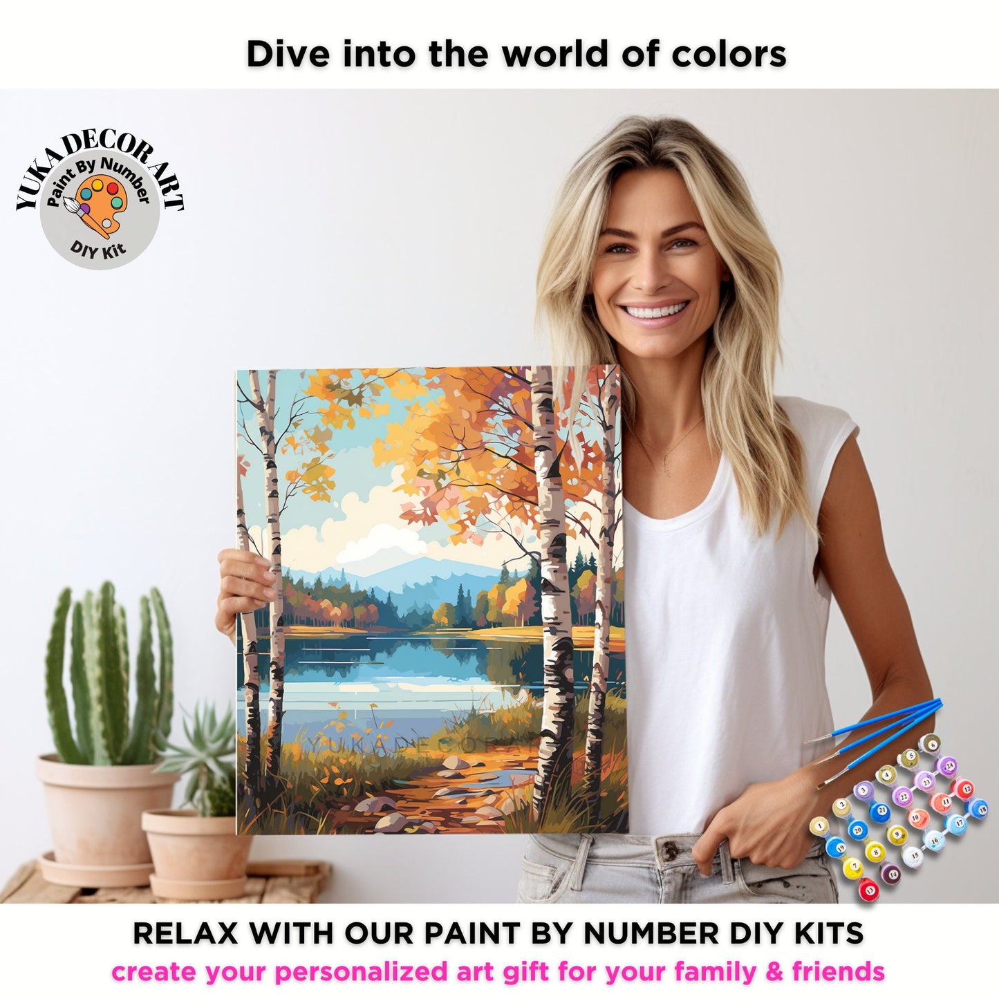 Forest Landscape PAINT by NUMBER Kit Adult Painting DIY by Numbers Hobby Craft Set Easy Beginners Anniversary Gift For Wife Husband Friend