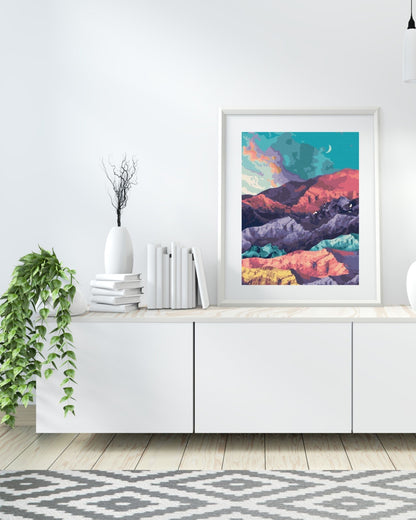 Abstract Mountain PAINT by NUMBER Kit for Adults , Sunset Scene ,Easy DIY Beginners Acrylic Paint Kit ,Living Bedroom Decor, Gift For Friend