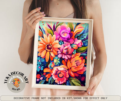 Garden Flower PAINT by NUMBERS Kit for Adults Abstract Flowers Paint Kit Easy Beginners Acrylic Paint DIY Kit Gift for Mom