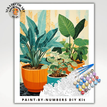 Plants PAINT by NUMBERS Kit Adult Boho Rustic Style Decor Minimalist Wall Art Easy Beginner DIY Painting Kit Gift Mom Dad