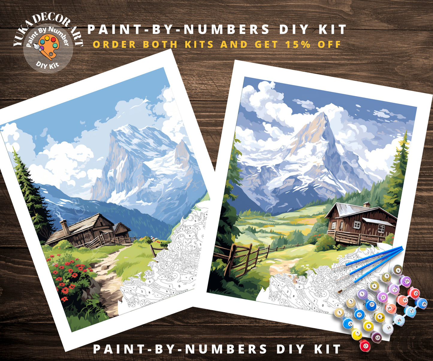 Mountain Cottage Paint by Number Kit DIY Adult Painting Hobby Easy Beginners Birthday Gift for Dad Grandfather Christmas Gift Mom Grandma