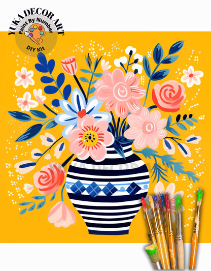 Vintage Flowers PAINT by NUMBER Kit Adult, Flowers Vase Still life Art ,Easy Beginner Acrylic Diy Painting | Gift for Wife Girlfriend Mom