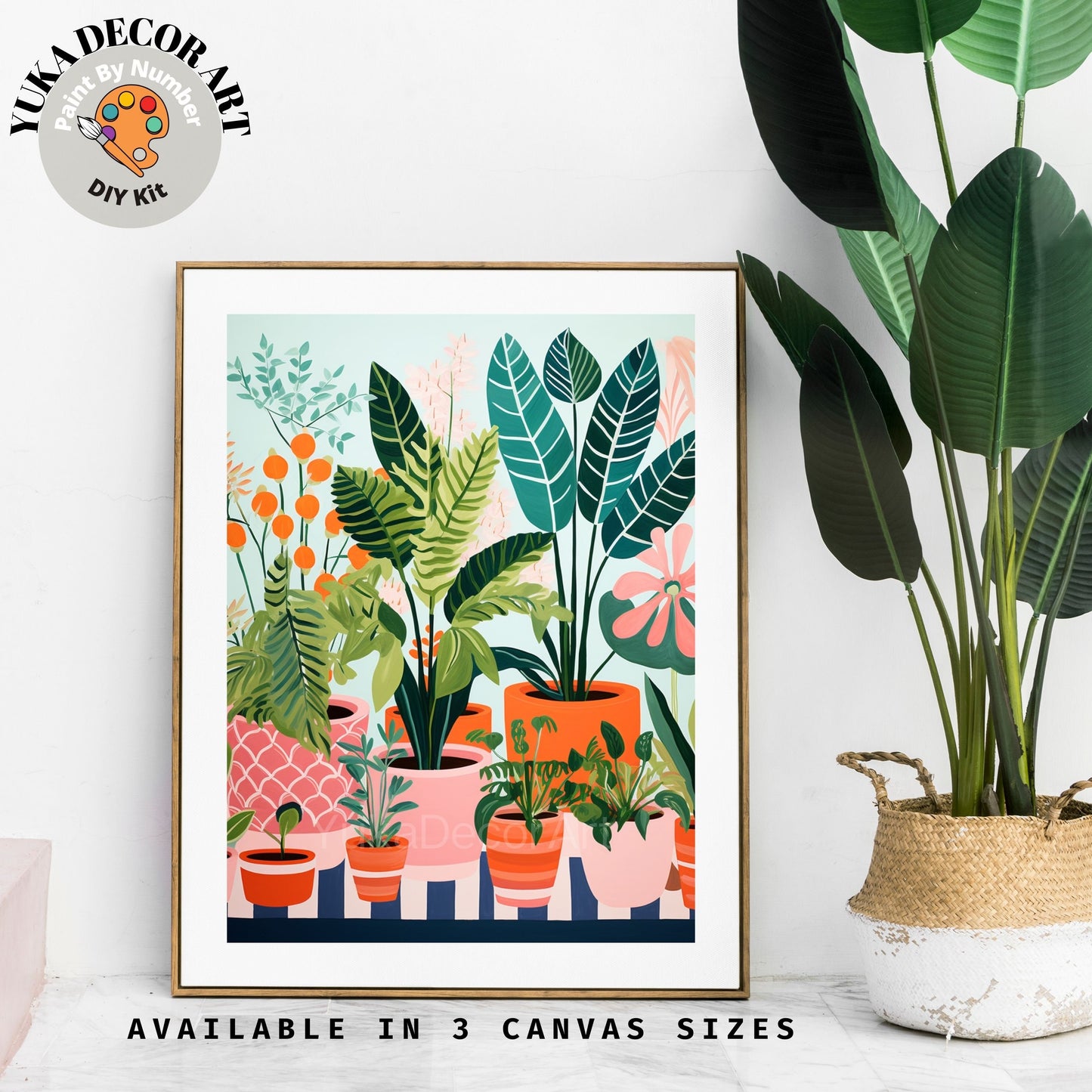 House Plants PAINT by NUMBER Kit for Adults Minimalistic Chic Style DIY Painting Easy Beginners Acrylic Kit Wall Art Gift