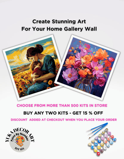 Sunflower PAINT by NUMBER Kit Adult, Woman And Child Portrait Art ,Easy Beginner Acrylic Diy Painting | Gift for Wife Girlfriend Mom Grandma