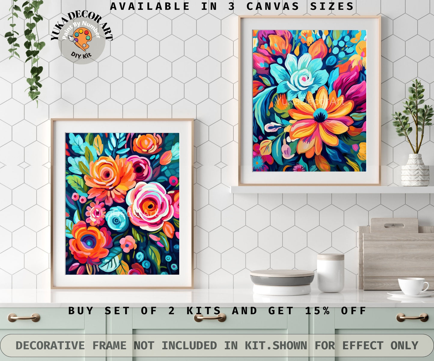 Flowers PAINT by NUMBER Kit for Adults  Roses Floral Painting Easy Beginners Acrylic Paint DIY Kit Wall Art Decor Gift Mom