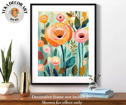 Garden PAINT by NUMBER Kit for Adults Spring Flowers Paint Kit Easy Beginners Acrylic Paint DIY Kit Wall Art Decor Mom Gift