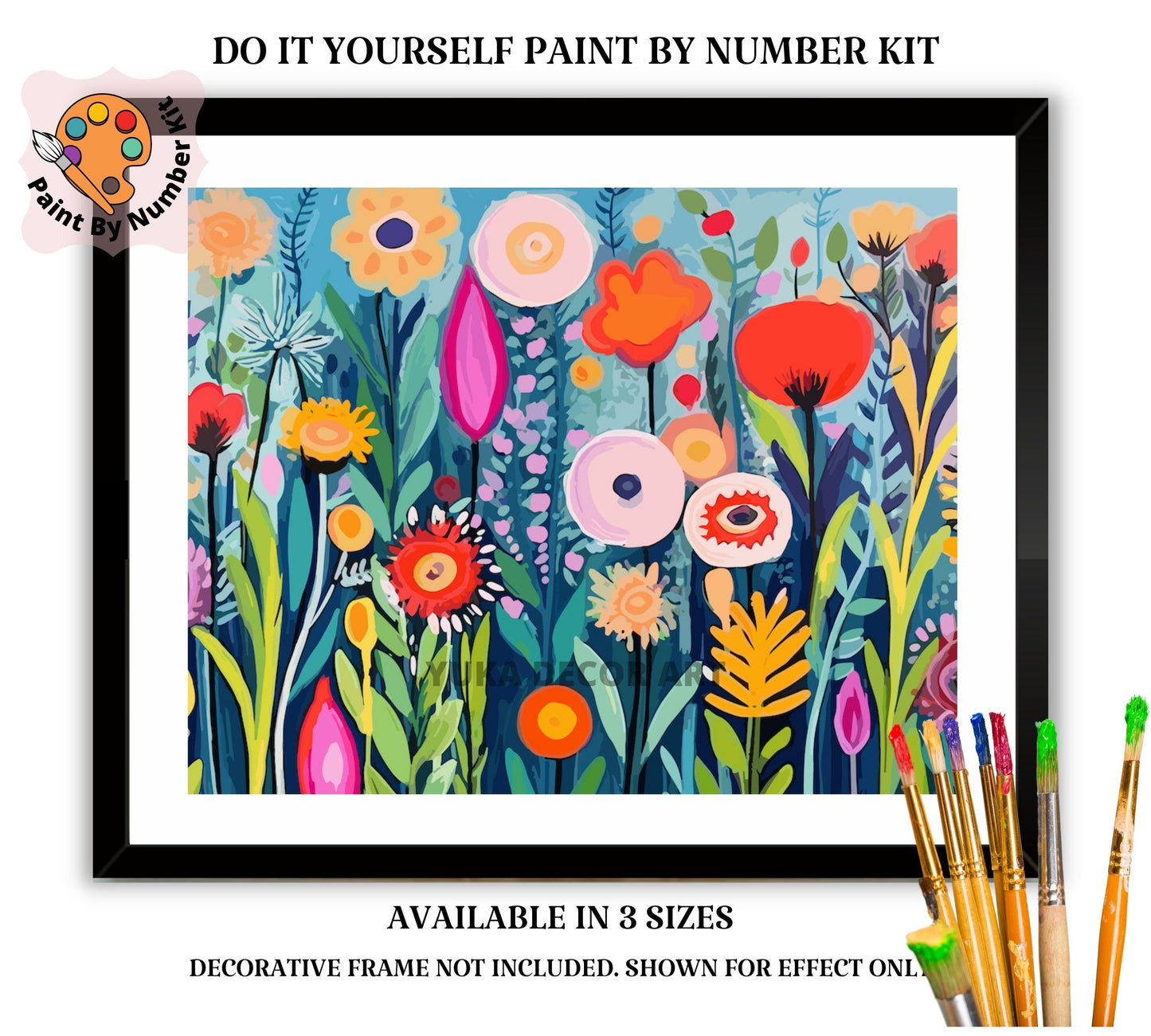 Spring Flowers PAINT by NUMBERS Kit Adults  Modern Boho Whimsical Art Easy Beginner Acrylic Paint DIY Kit Wall Art Gift for Mom Girlfriend