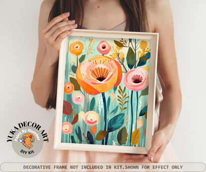 Garden PAINT by NUMBER Kit for Adults Spring Flowers Paint Kit Easy Beginners Acrylic Paint DIY Kit Wall Art Decor Mom Gift