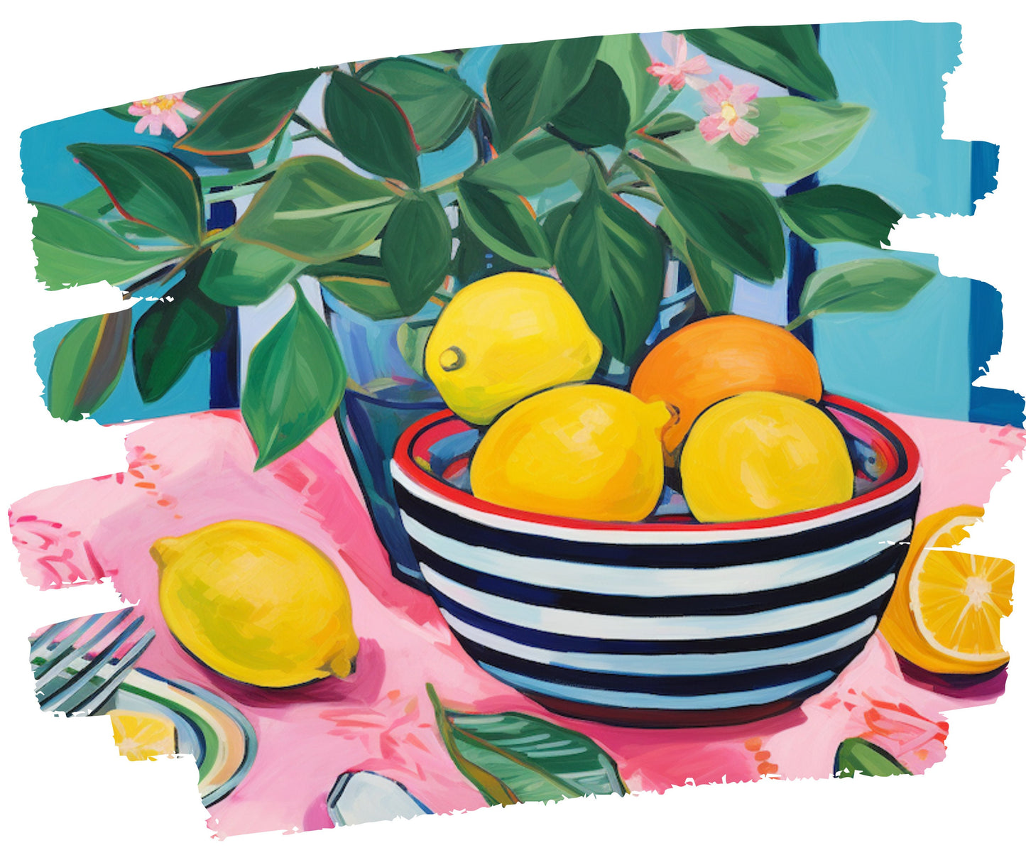 PAINT by NUMBER Kit Adult, Tablescape Kitchen Art , Oranges and Vase Still life Beginner Acrylic Painting DIY Kit Gift for Mom Grandmom Aunt