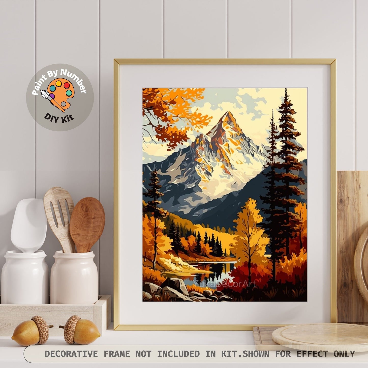 Mountain PAINT by NUMBERS Kit for Adults Mountains Nature Landscape Painting Easy Beginners Paint DIY Kit Living Bedroom Wall Art Decor Gift