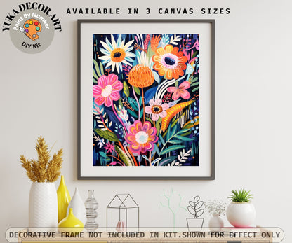 WildFlowers PAINT by NUMBER Kit for Adults Spring Flowers Painting Easy Beginners Acrylic Paint DIY Kit Wall Art Decor Gift