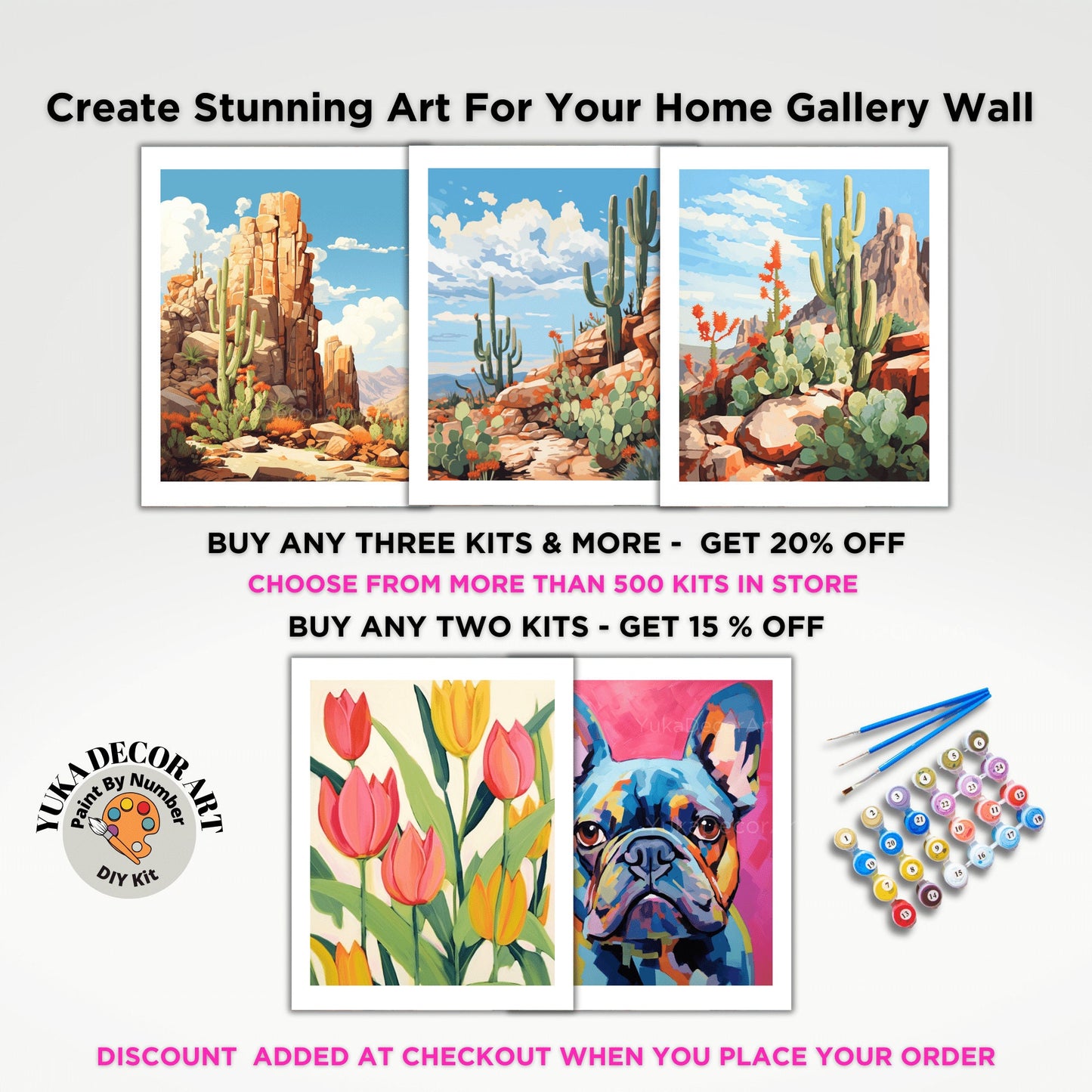 Desert PAINT by NUMBER Kit Adult Cactus Landscape Painting Easy Beginners  DIY Painting Kit Midwest Ranch Decor Housewarming Gift for Mom
