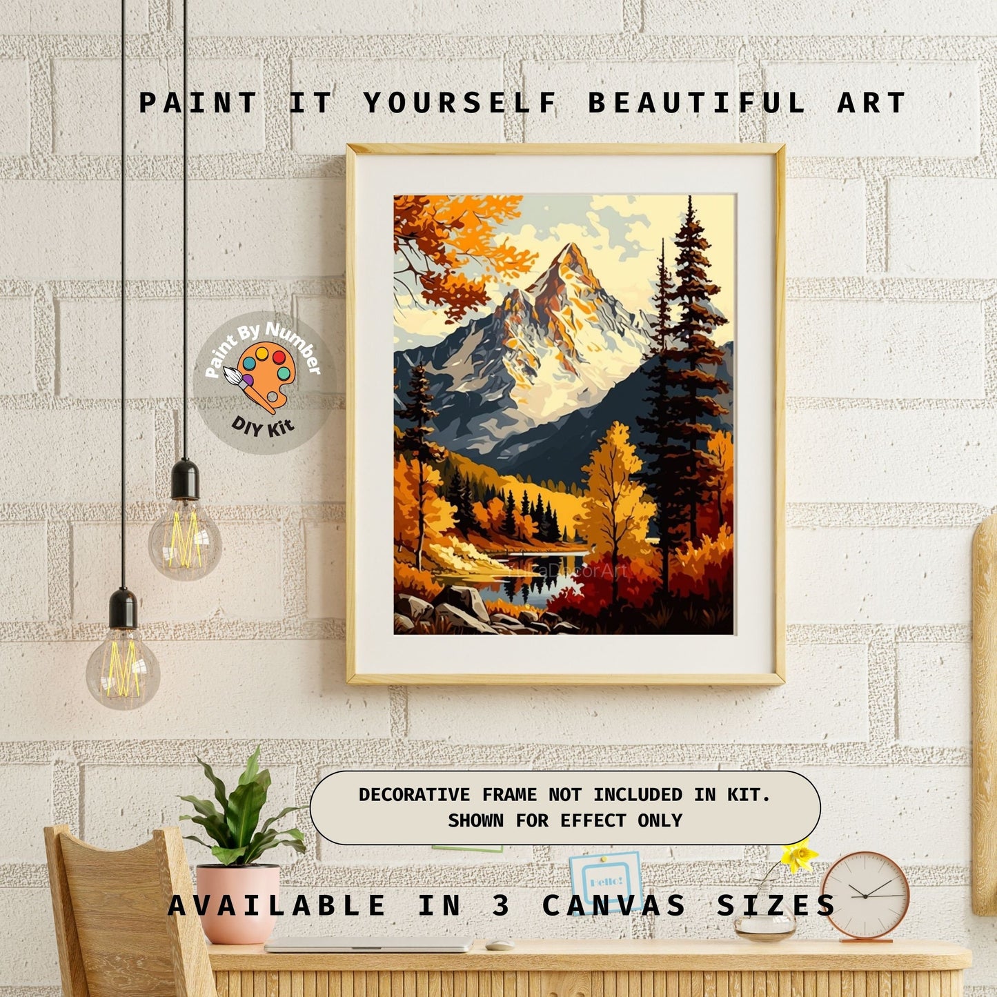 Mountain PAINT by NUMBERS Kit for Adults Mountains Nature Landscape Painting Easy Beginners Paint DIY Kit Living Bedroom Wall Art Decor Gift