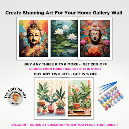 Buddha PAINT by NUMBERS Kit For Adults Buddha Statue Vibrant Multicolour Abstract Art DIY Paint Kit Zen Meditation Studio Wall Decor Gift