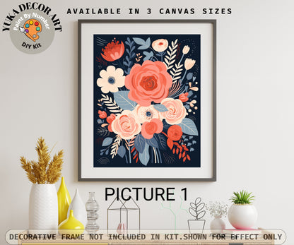 Whimsical flowers PAINT by NUMBER Kit Adults | Set Of 2 | Modern Flowers DIY Painting Easy Beginners Hobby Kit Wall Art Decor Birthday Gift