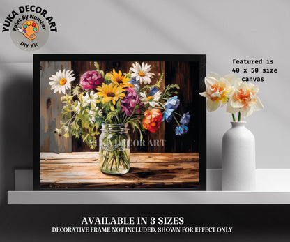 PAINT by NUMBER Kit for Adults Garden Spring Flowers Rustic Decor Easy Beginner Acrylic Paint DIY Wall Art Birthday Gift for Mom Girlfriend