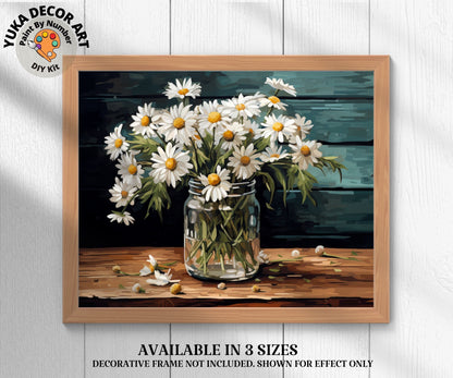 PAINT by NUMBER Kit for Adults White Daisies Flowers Still Life Easy Beginner Acrylic Paint DIY Wall Art Birthday Gift for Mom Girlfriend