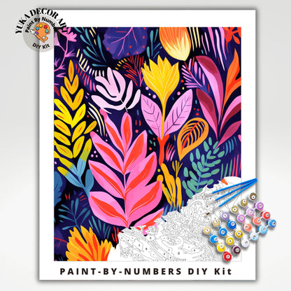 Vibrant Floral PAINT by NUMBERS Kit Adult Flowers Freestyle Illustration Easy Beginner DIY Painting Kit Birthday Gift For Aunt Girlfriend