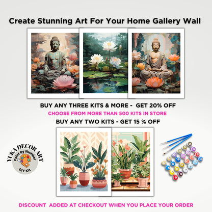 Easy PAINT by NUMBERS Kit For Adults Buddha Statue Pink Lotus Flower DIY Acrylic Paint Kit Zen Meditation Studio Wall Art Home Decor Gift