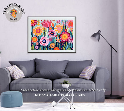 Flowers PAINT by NUMBER Kit for Adults Modern Boho Whimsical Art Easy Beginner Acrylic Paint DIY Kit Wall Art Gift for Mom Art Custom Kit