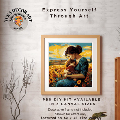 Sunflower PAINT by NUMBER Kit Adult, Woman And Child Portrait Art ,Easy Beginner Acrylic Diy Painting | Gift for Wife Girlfriend Mom Grandma