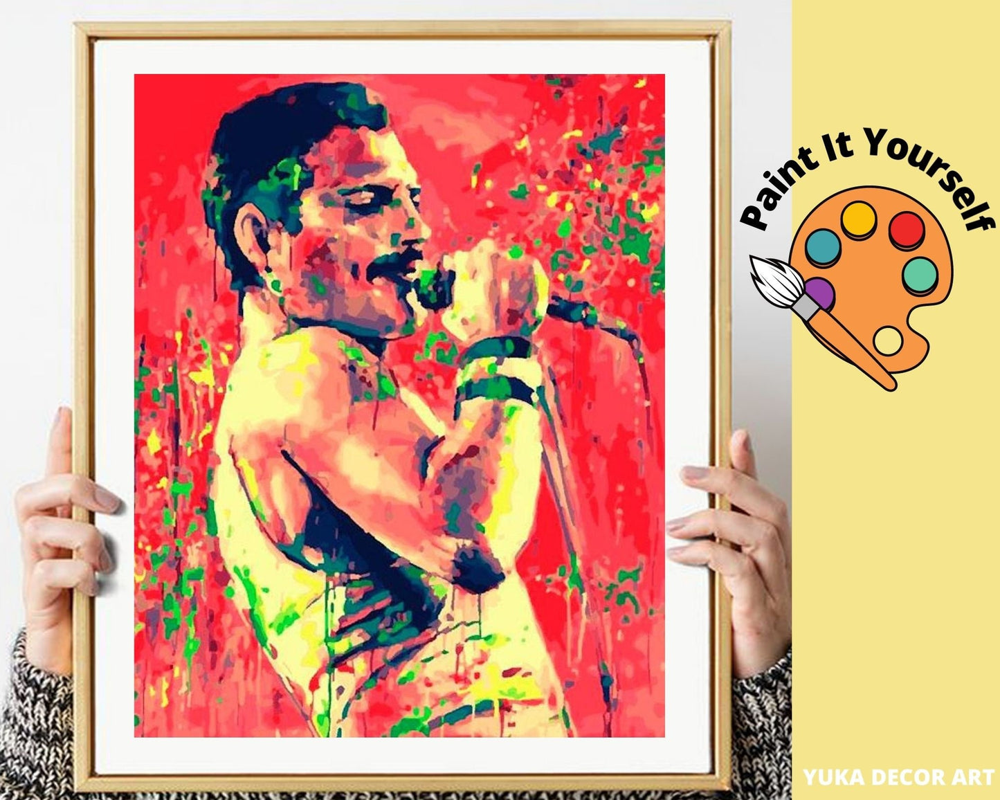 PAINT by NUMBER Kit Adult, The Queen Band,Freddie Mercury Poster ,Easy DIY Beginners Acrylic Painting ,Wall Decor Gift