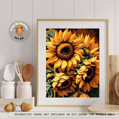 Flower PAINT by NUMBER Kit for Adults Sunflower Art Diy Canvas Easy Beginners Acrylic Paint DIY Kit Bedroom Wall Art Decor Grandma Mom Gift