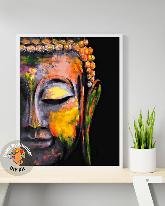 Colorful Art Buddha PAINT by NUMBERS DIY Kit Adults ,  Asian  Wall Decor ,Easy Beginner's Acrylic Painting Kit,Home Decor Wall Art Gift