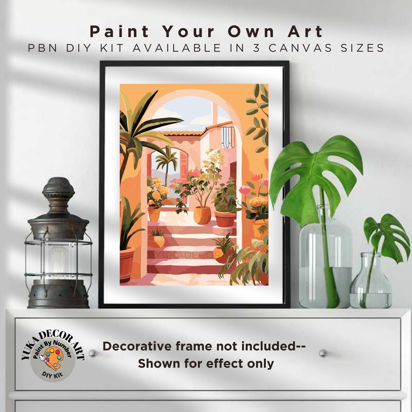 PAINT by NUMBERS Kit Adult Mediterranean Landscape Minimalistic Chic Style DIY Painting Easy Beginners Acrylic Paint Kit Premium Decor Gift