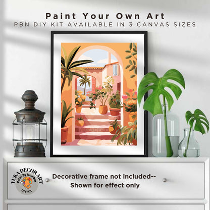 PAINT by NUMBERS Kit Adult Mediterranean Landscape Minimalistic Chic Style DIY Painting Easy Beginners Acrylic Paint Kit Premium Decor Gift