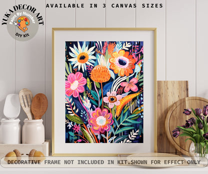 WildFlowers PAINT by NUMBER Kit for Adults Spring Flowers Painting Easy Beginners Acrylic Paint DIY Kit Wall Art Decor Gift