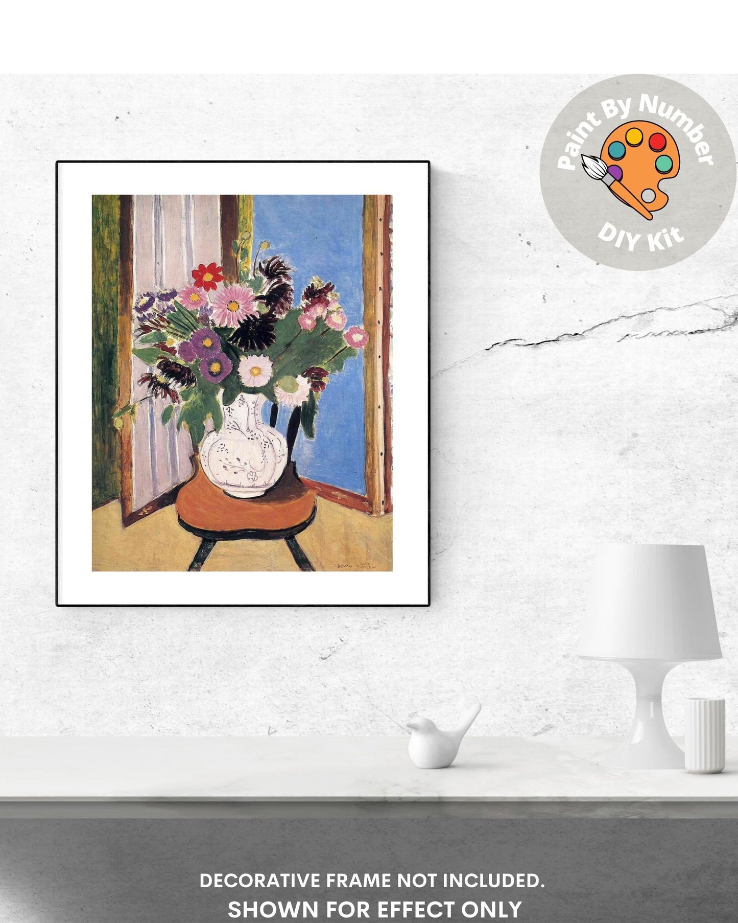 Henri Matisse PAINT by NUMBERS Kit for Adults White Vase Flowers Easy Beginners Acrylic Paint DIY Kit Living Bedroom Wall Art Decor